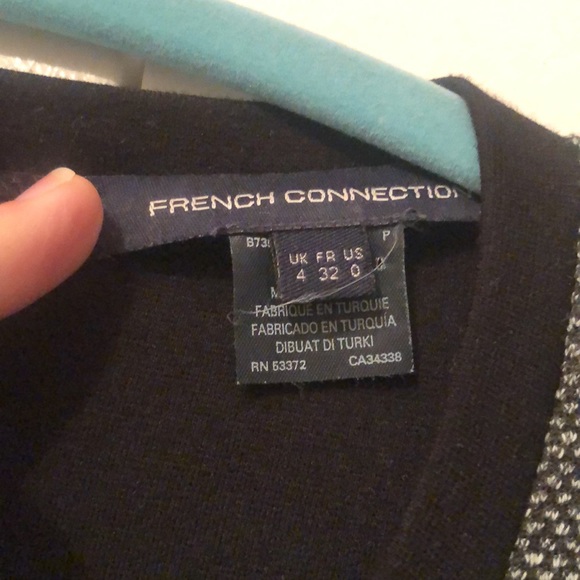 French Connection Grey Black Tweed Knit Long Sleeve Dress 0 XS - Picture 4 of 6